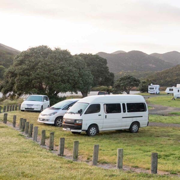 Fahrzeuge auf einem Campingplatz in Neuseeland